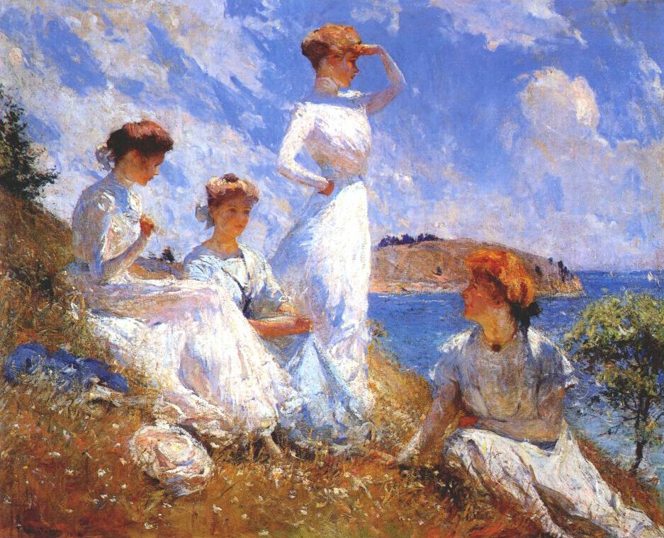 New England, women, seashore, painting