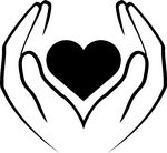 heart in hands black-and-white clipart