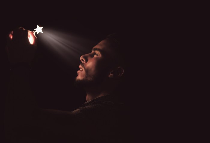 Starlight, illumination, Man, inspiration, hubris