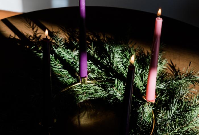 advent wreath in light and shadows