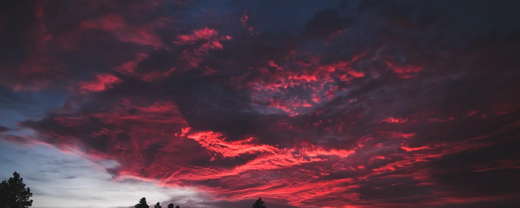Rosy clouds above a darkened world