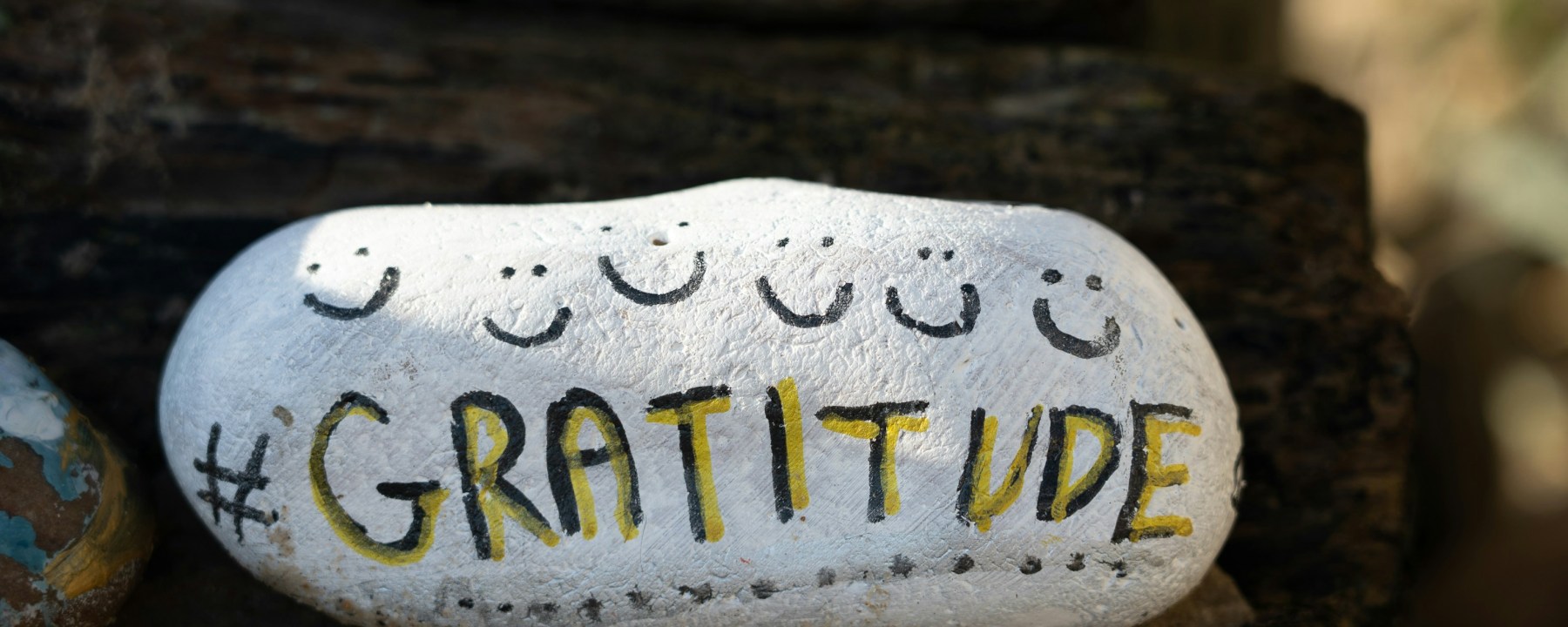 A stone upon which is written the word Gratitude